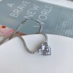 Aurojewels Hot Selling Sterling Silver Full Rhinestone Colorful Heart Necklace