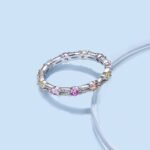 Aurojewels Colourful Round Zirconia and Full Diamonds Design Ring