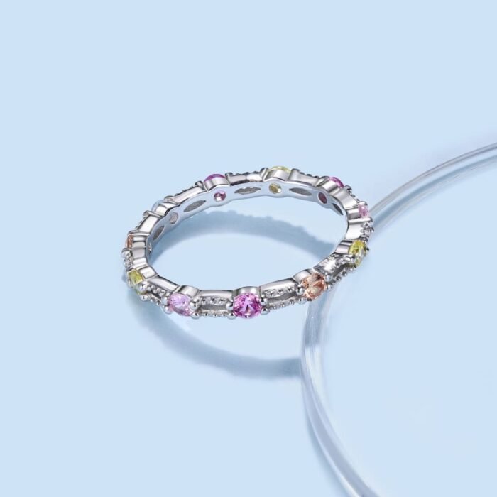 Aurojewels Colourful Round Zirconia and Full Diamonds Design Ring