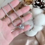 Aurojewels Hot Selling Sterling Silver Full Rhinestone Colorful Heart Necklace