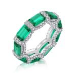 Aurojewels Green Zirconia Round Zirconia Micropavé Full Flower Ring