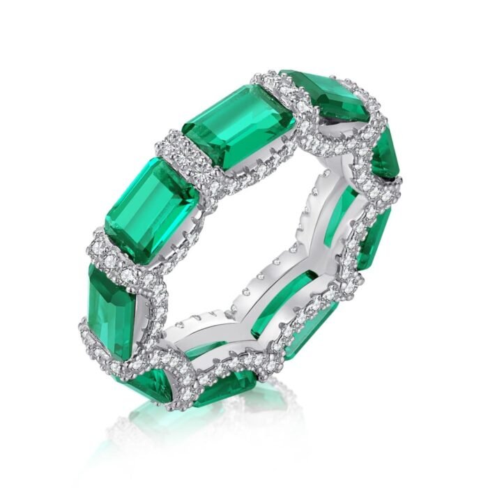 Aurojewels Green Zirconia Round Zirconia Micropavé Full Flower Ring