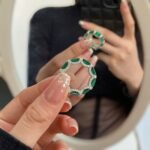 Aurojewels Green Zirconia Round Zirconia Micropavé Full Flower Ring