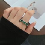 Aurojewels Green Zirconia Round Zirconia Micropavé Full Flower Ring