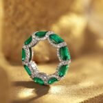 Aurojewels Green Zirconia Round Zirconia Micropavé Full Flower Ring