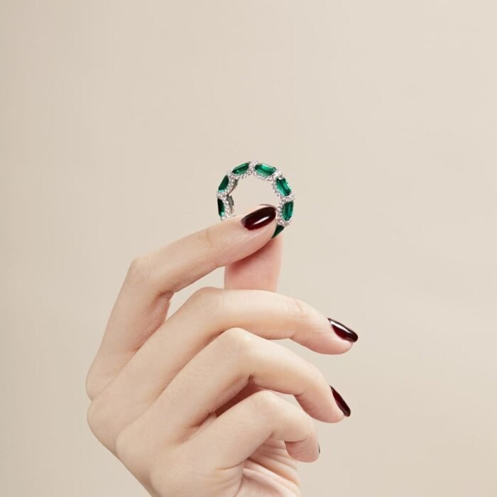 Aurojewels Green Zirconia Round Zirconia Micropavé Full Flower Ring