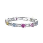 Aurojewels Colourful Round Zirconia and Full Diamonds Design Ring