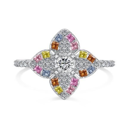 Aurojewels Zirconia Flower Design Ring