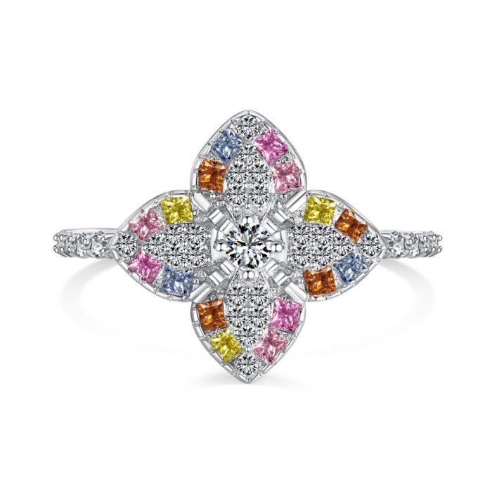 Aurojewels Zirconia Flower Design Ring