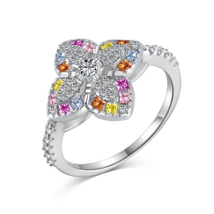 Aurojewels Zirconia Flower Design Ring