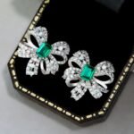 Aurojewels Green Zirconia Bow Design Fashion Earrings