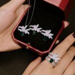 Aurojewels Green Zirconia Ribbon Rope Knot Design Fashion Earrings