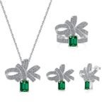 Aurojewels Green Zirconia Ribbon Rope Knot Design Fashion Earrings