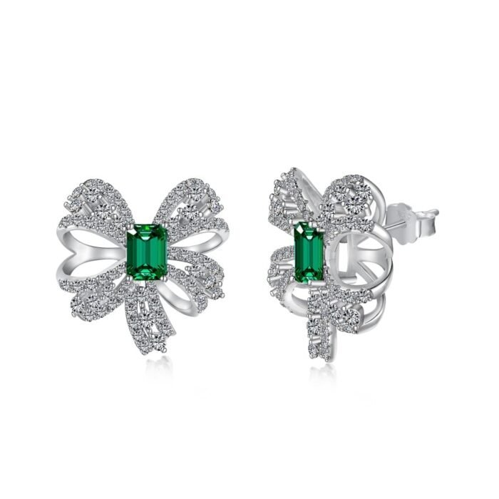 Aurojewels Green Zirconia Bow Design Fashion Earrings