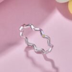 Aurojewels Silver Colourful Round Zirconia Inlaid Wave Ring
