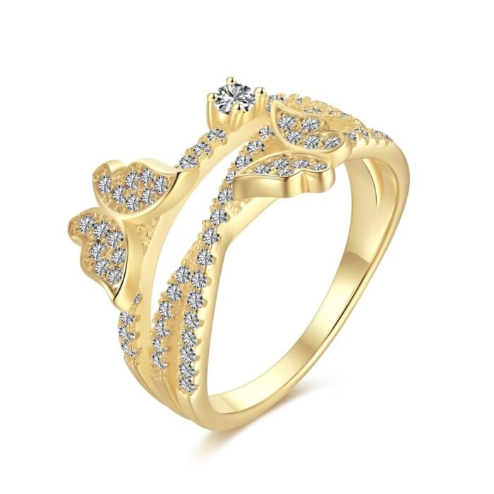 Aurojewels White Round Zirconium Butterfly Ring