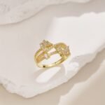 Aurojewels White Round Zirconium Butterfly Ring