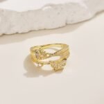 Aurojewels White Round Zirconium Butterfly Ring