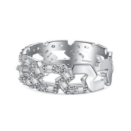 Aurojewels Colourful Zirconia Set Openwork Design Ring