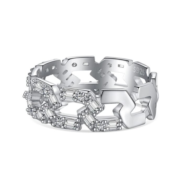 Aurojewels Colourful Zirconia Set Openwork Design Ring
