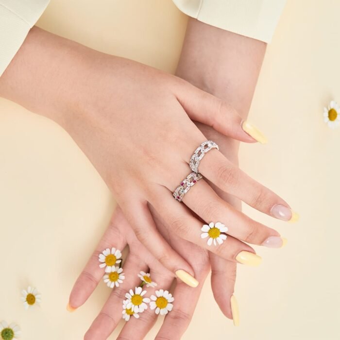 Aurojewels Colourful Zirconia Set Openwork Design Ring