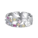 Aurojewels Colourful Zirconia Set Openwork Design Ring