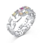 Aurojewels Colourful Zirconia Set Openwork Design Ring