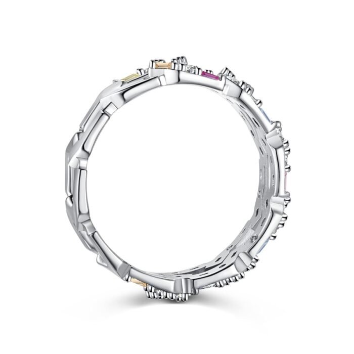 Aurojewels Colourful Zirconia Set Openwork Design Ring