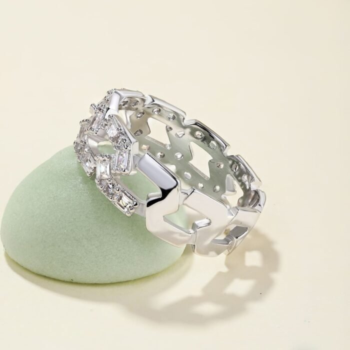 Aurojewels Colourful Zirconia Set Openwork Design Ring