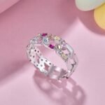 Aurojewels Colourful Zirconia Set Openwork Design Ring