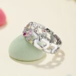 Aurojewels Colourful Zirconia Set Openwork Design Ring