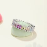 Aurojewels Colorful Zirconia Full Diamonds Hollow Design Ring