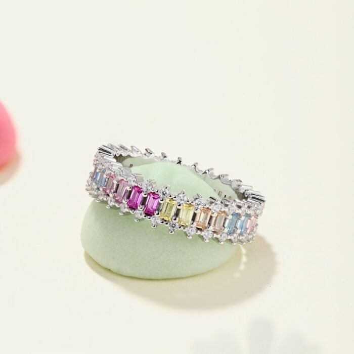 Aurojewels Colorful Zirconia Full Diamonds Hollow Design Ring