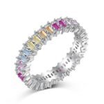 Aurojewels Colorful Zirconia Full Diamonds Hollow Design Ring