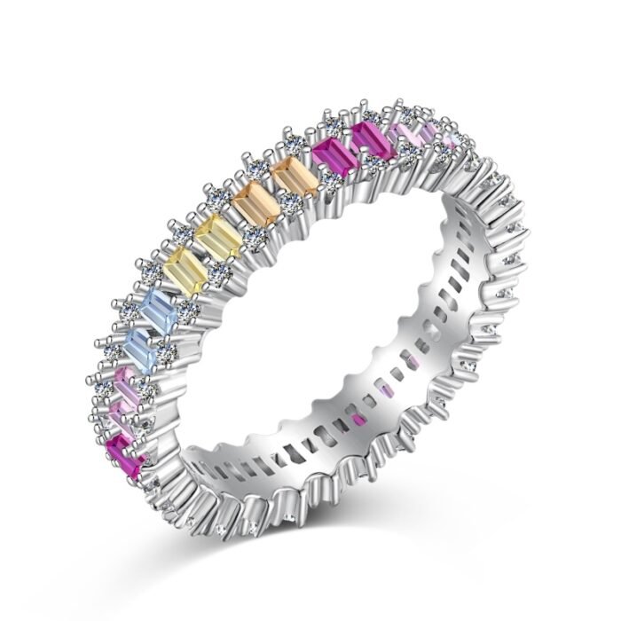 Aurojewels Colorful Zirconia Full Diamonds Hollow Design Ring