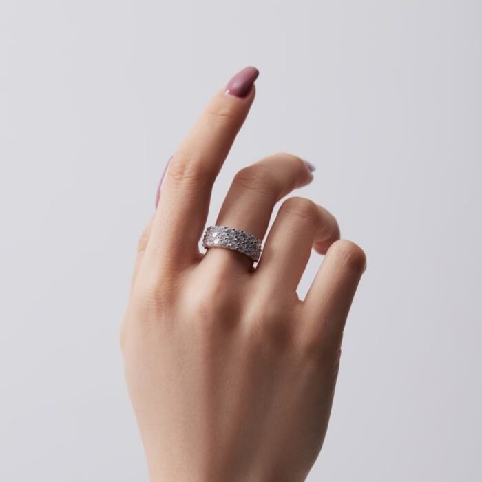 Aurojewels Sterling Silver and White Round Zirconia Diamond Ring