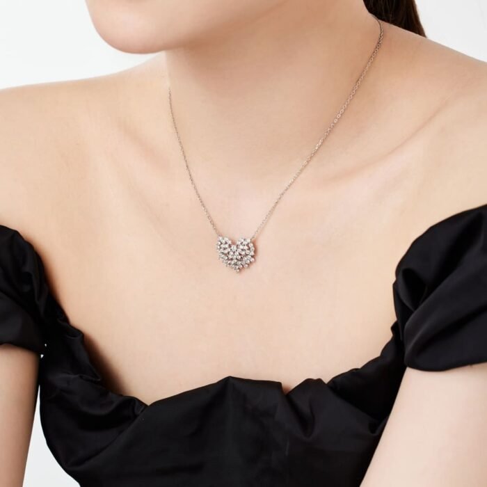 Aurojewels Round Zirconia with Heart Design Necklace - Image 4
