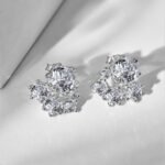 Aurojewels S925 Sterling Silver White Round Zirconia Fashion Earrings - Image 5
