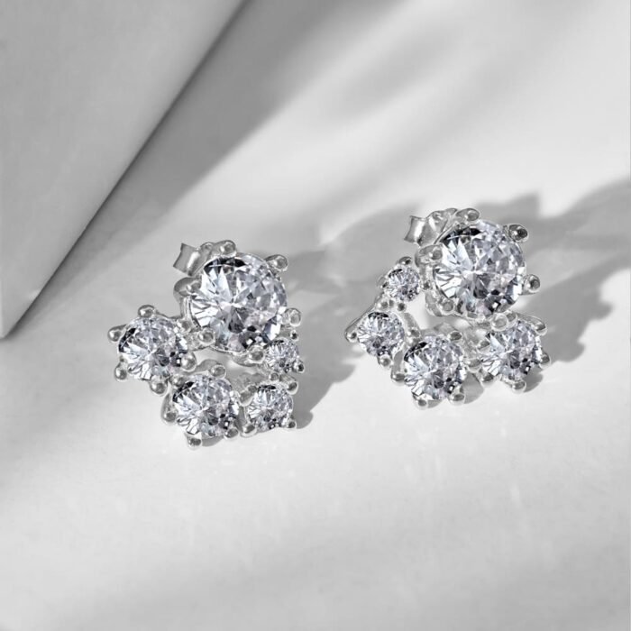 Aurojewels S925 Sterling Silver White Round Zirconia Fashion Earrings - Image 5