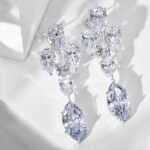 Aurojewels Light Blue Horse Eye Stones White Pear-Shaped Set Fashion Earrings