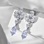 Aurojewels Light Blue Horse Eye Stones White Pear-Shaped Set Fashion Earrings