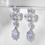 Aurojewels Light Blue Horse Eye Stones White Pear-Shaped Set Fashion Earrings