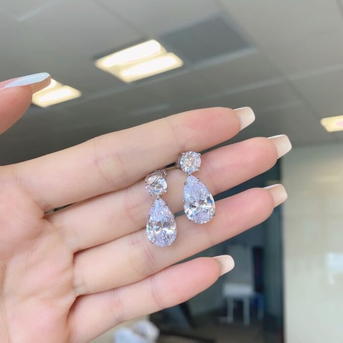 Aurojewels 925 Silver Simple Dove Egg Drop Shape Pear Earrings