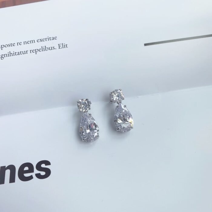 Aurojewels 925 Silver Simple Dove Egg Drop Shape Pear Earrings
