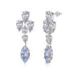 Aurojewels Light Blue Horse Eye Stones White Pear-Shaped Set Fashion Earrings