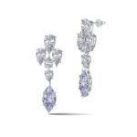 Aurojewels Light Blue Horse Eye Stones White Pear-Shaped Set Fashion Earrings