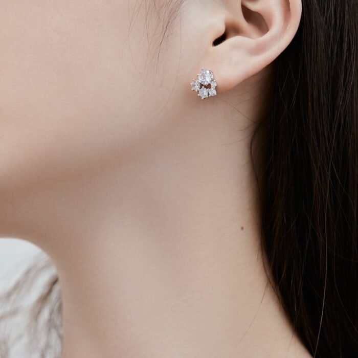 Aurojewels S925 Sterling Silver White Round Zirconia Fashion Earrings - Image 7