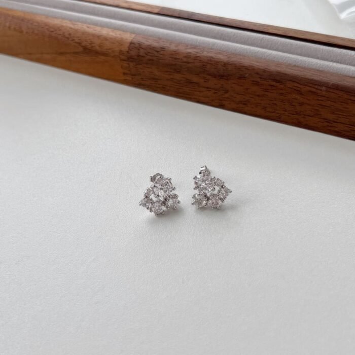 Aurojewels S925 Sterling Silver White Round Zirconia Fashion Earrings - Image 4