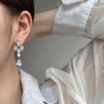 Aurojewels Light Blue Horse Eye Stones White Pear-Shaped Set Fashion Earrings