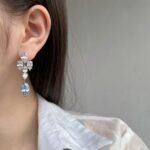 Aurojewels Light Blue Horse Eye Stones White Pear-Shaped Set Fashion Earrings